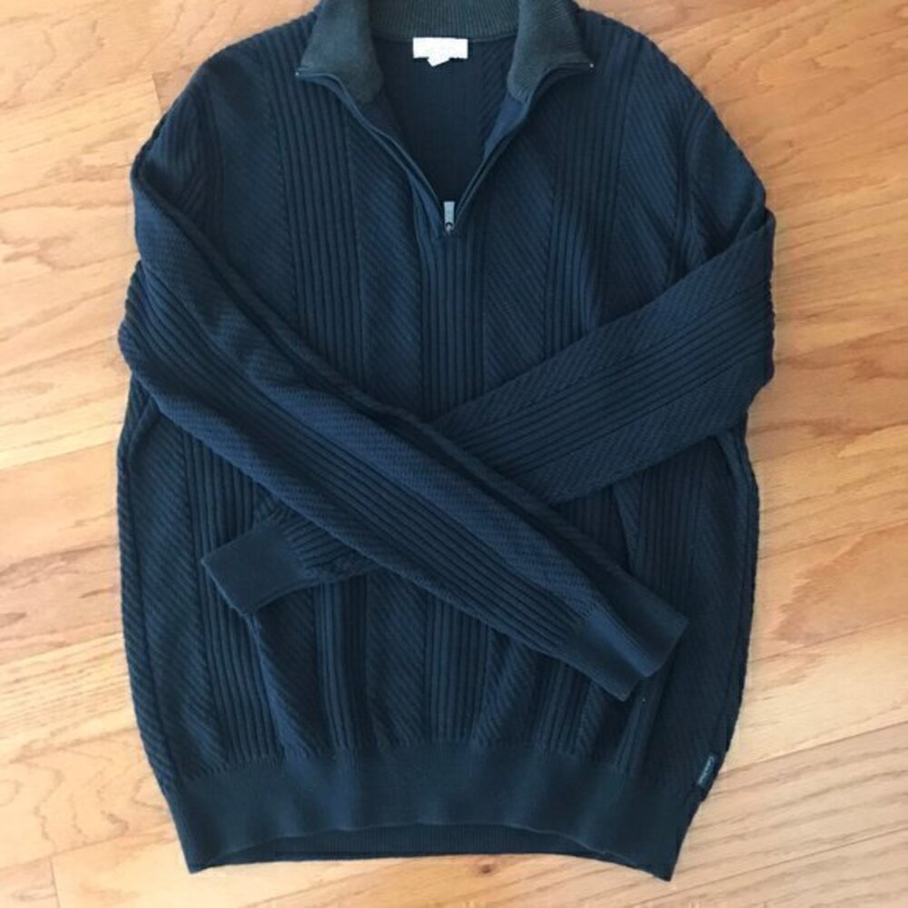 Calvin Klein Quarter Zip Up Knit Sweater Sz M